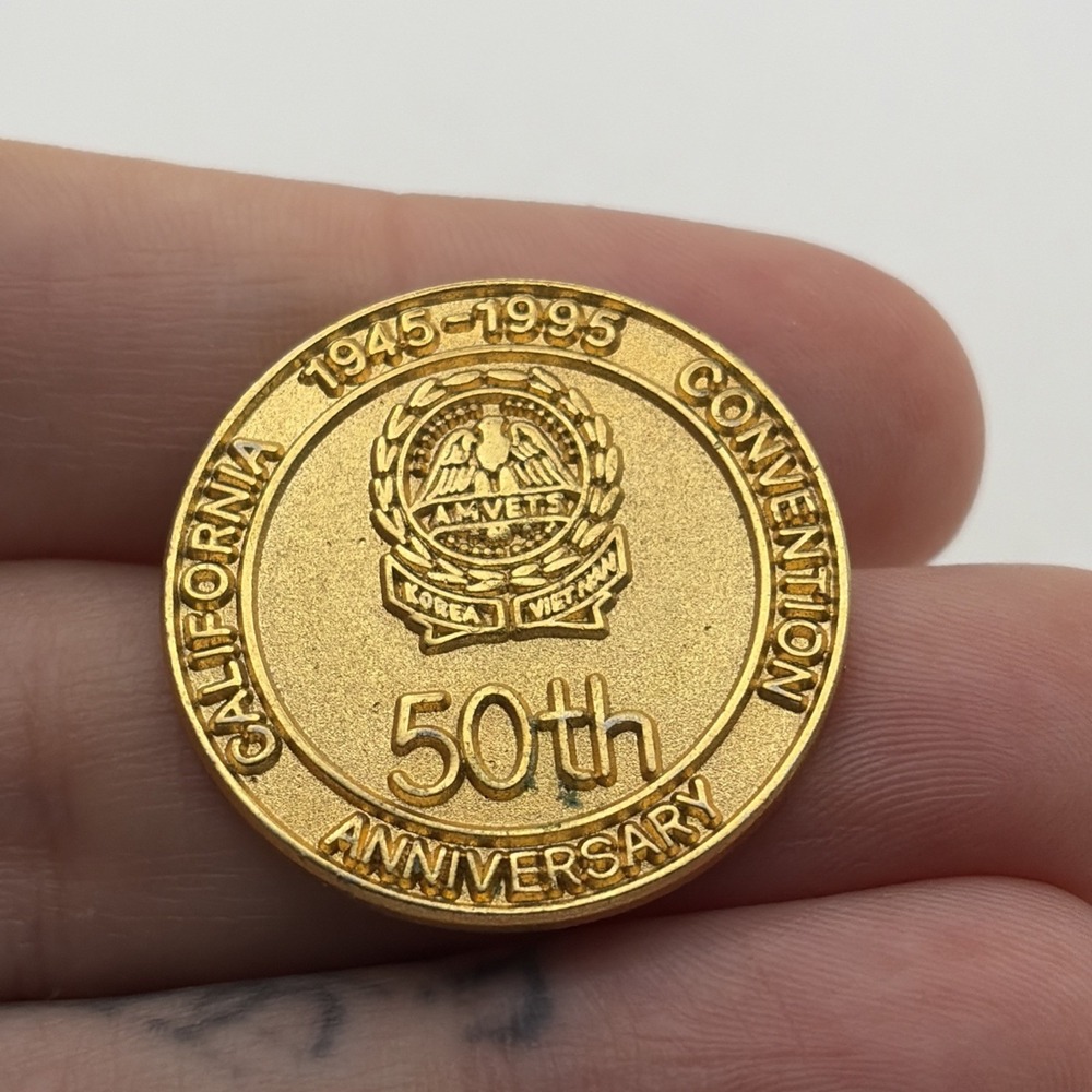 Amvets California Convention 50th Anniversary Korea Vietnam Lapel Hat Pin